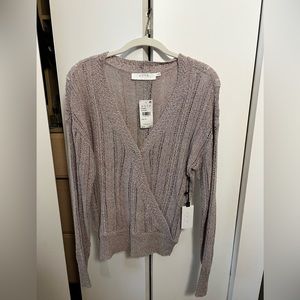 ASTR the Label - Wrap Front Pointelle Sweater - Medium - Lavender - NWT